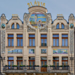 art nouveau façade of the hotel Slavia in the center of the city Kosice, Slovakia